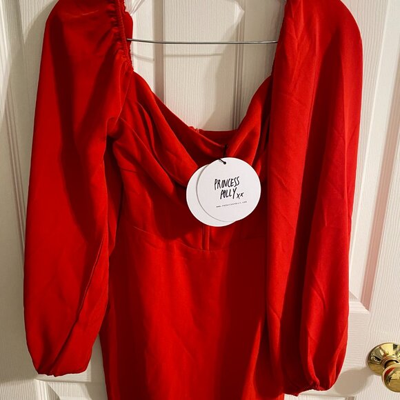 Princess Polly Lillie Long Sleeve Mini Dress Red - Picture 8 of 11